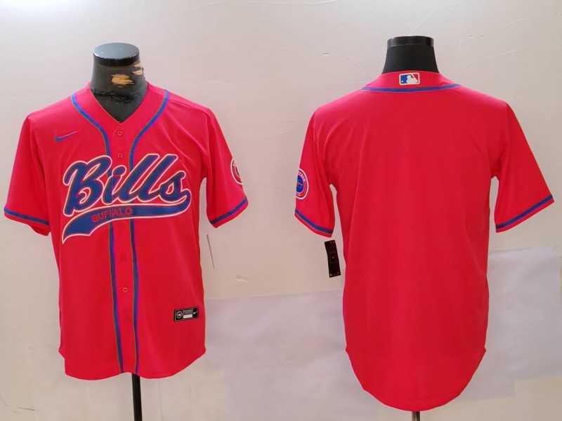 Mens Buffalo Bills Red Team Blank Cool Base Stitched Baseball Jersey